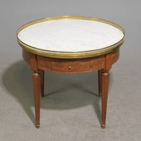 Louis XVI Style White Marble Top Low Boulotte Table