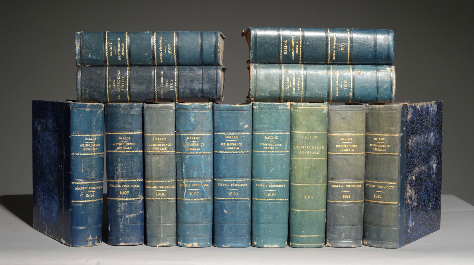 13 Assorted European / French Leather Bound Books: 13 Assorted European / French Leather Bound Books - 11 in tall x 9 x 3