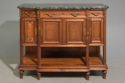 Louis XVI Style Marble Top Mahogany Buffet / Server