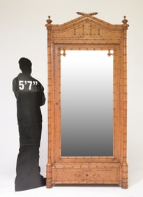 French Faux Bamboo Mirror Door Robe