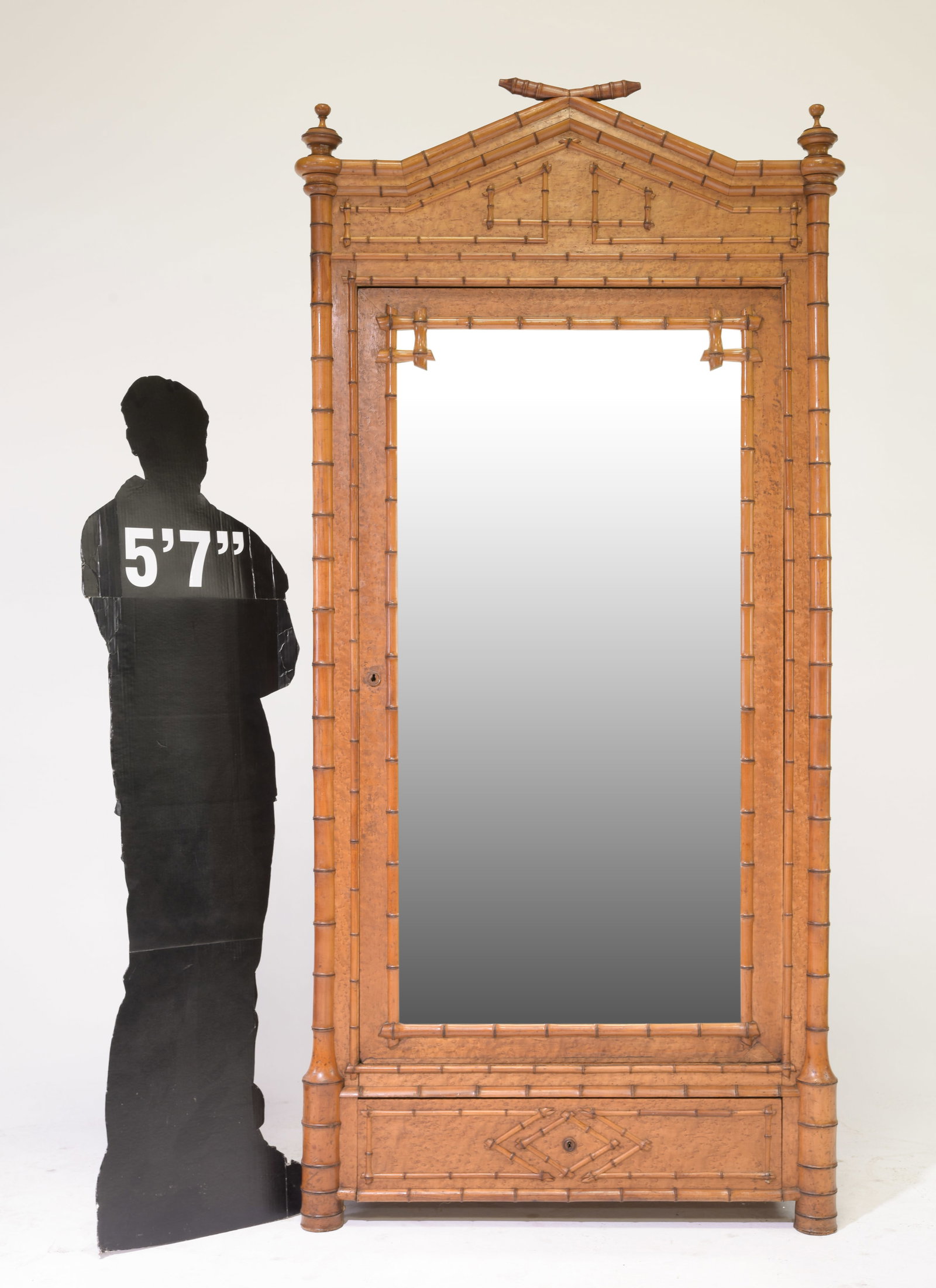 French Faux Bamboo Mirror Door Robe: French Faux Bamboo Mirror Door Robe - 68.5 in tall x 42 x 18.5