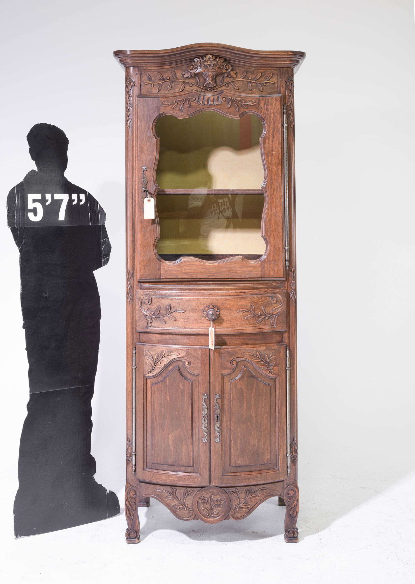 Louis XV Style Oak Cupboard / Cabinet: French Louis XV Style Oak Cupboard / Cabinet - 77 in tall x 30.5 x 17