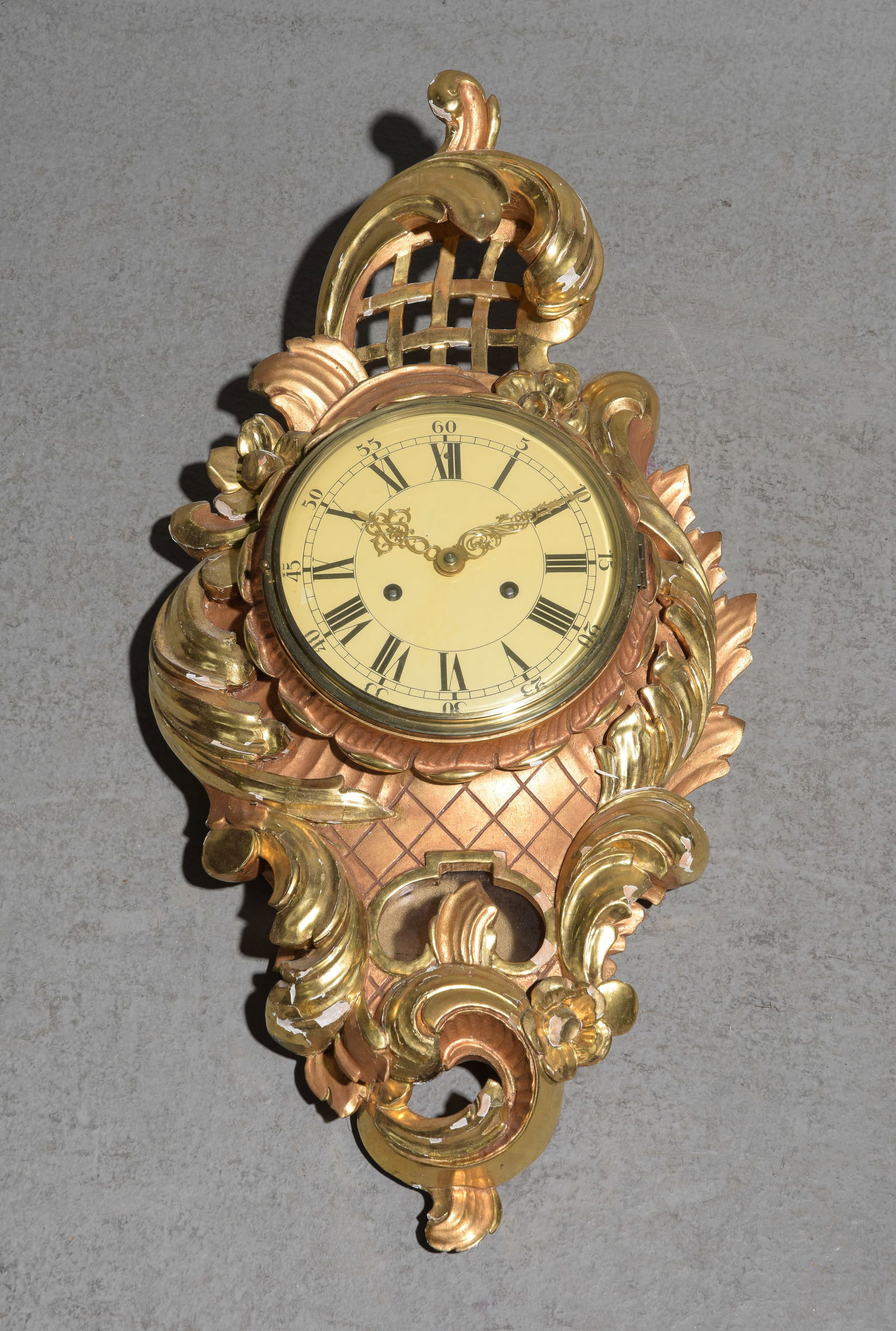 Swedish Rococo Style Gold Wall Clock #1 (1 of 6)