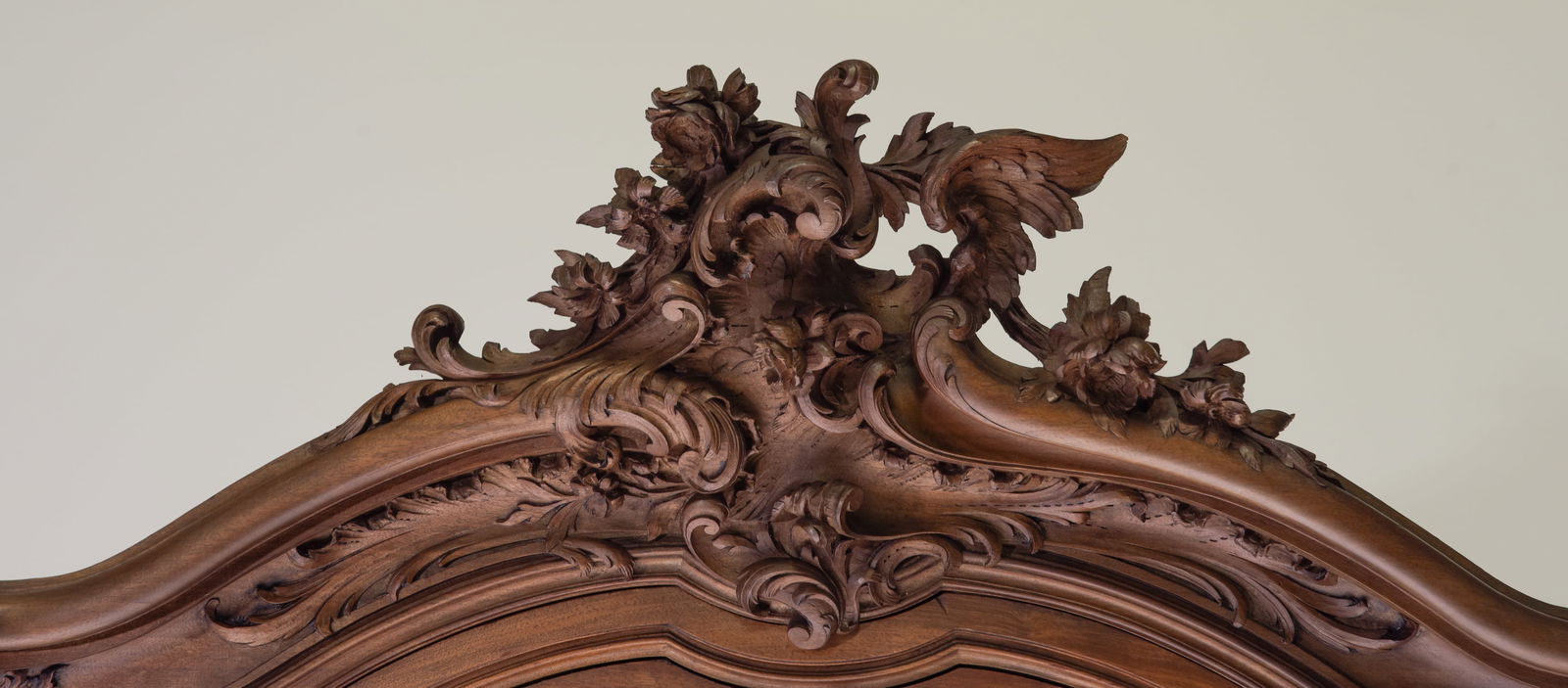 Louis XV Style Mirror Door Walnut Armoire - 3