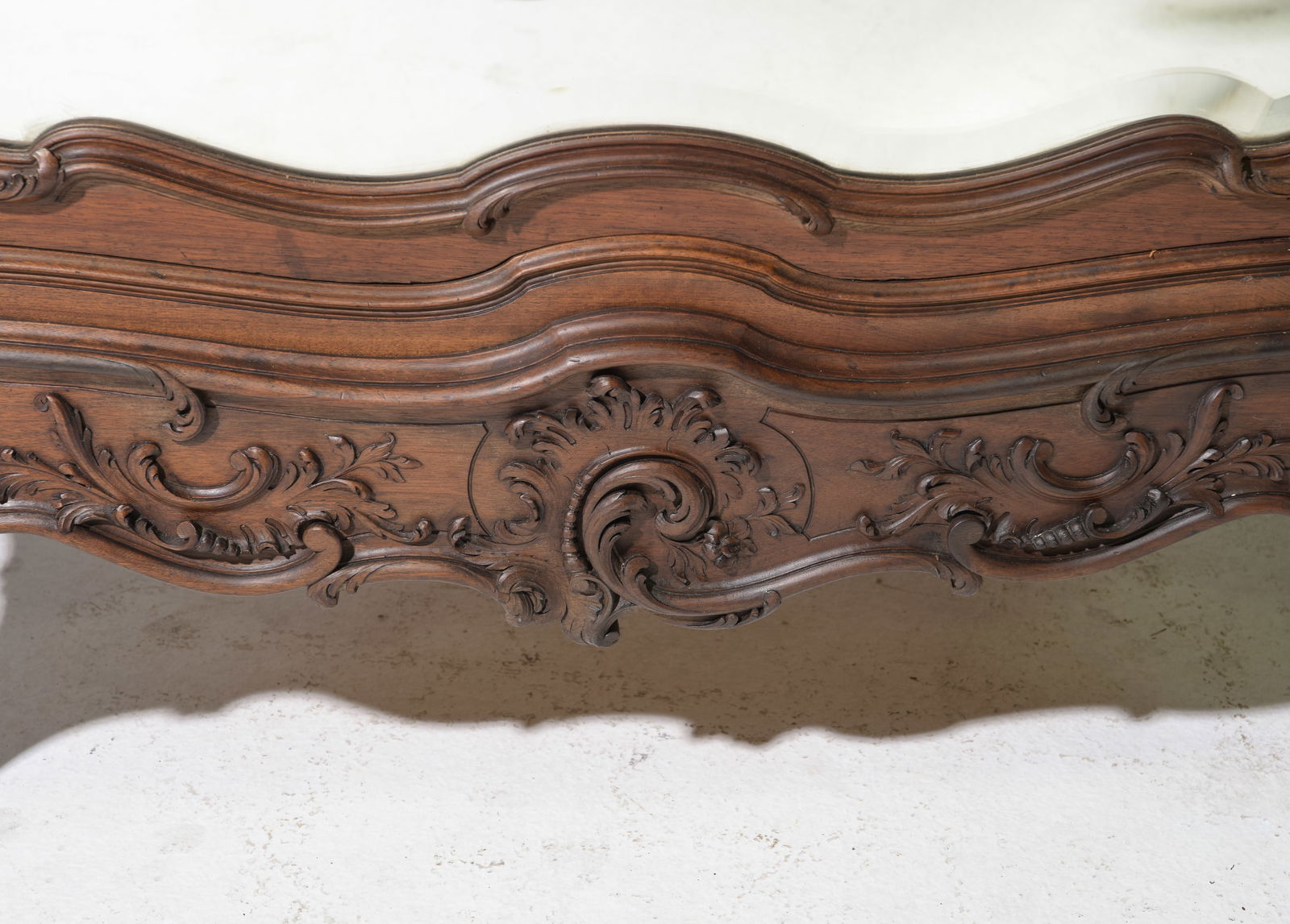 Louis XV Style Mirror Door Walnut Armoire - 4