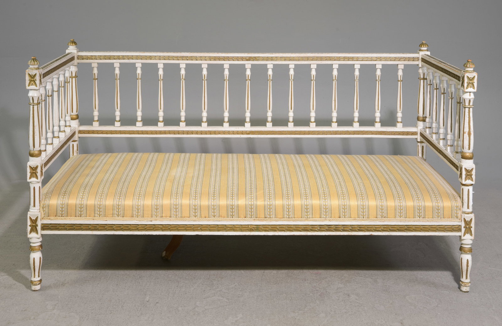 Gustavian Style Painted Pine Sofa: Swedish Gustavian Style Painted Pine Sofa - 37 in tall x 68 x 27.5, Seat height is 15.5 inches