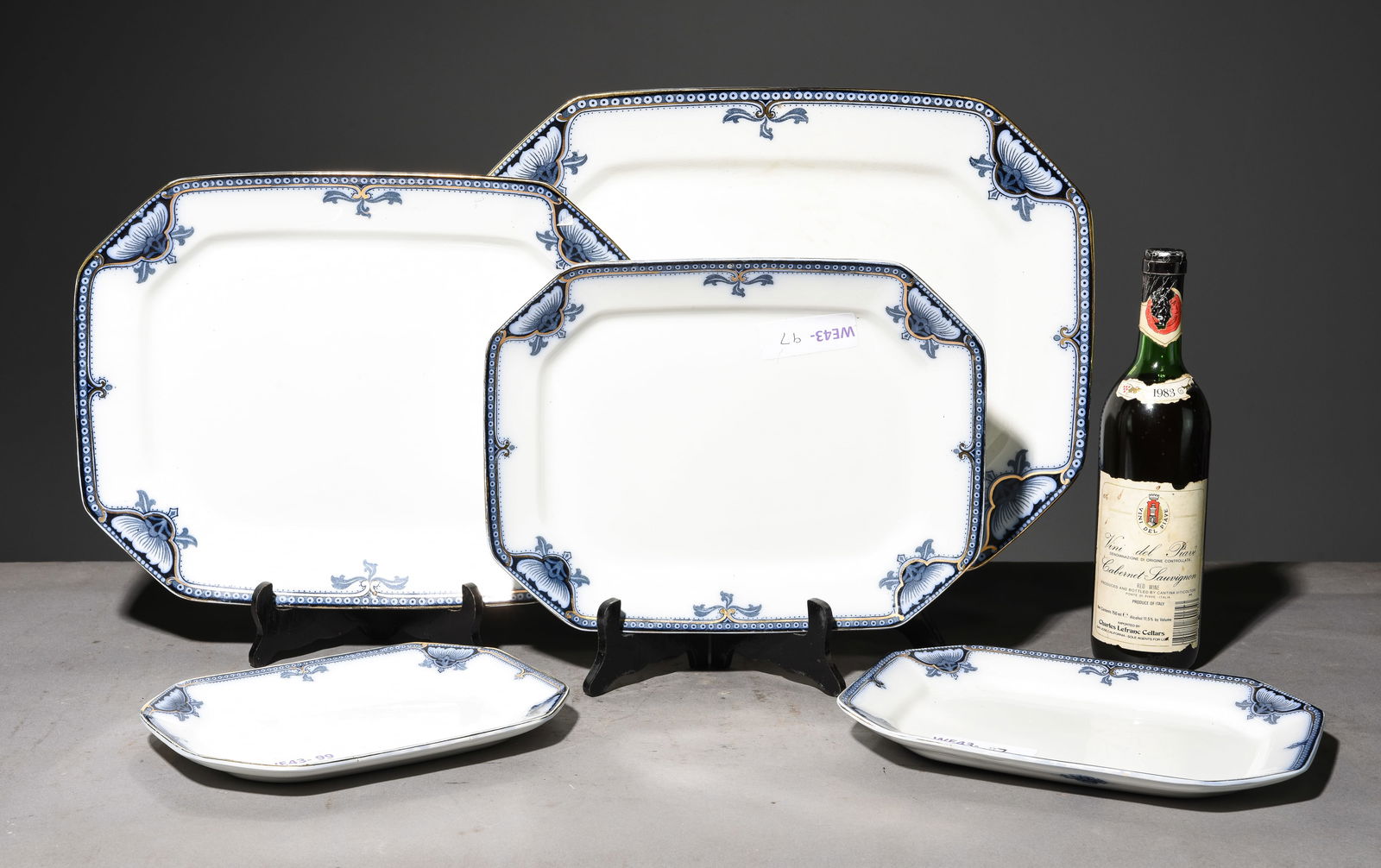 5 Graduated Blue & White Platters - Burleigh Ware (1 of 5)