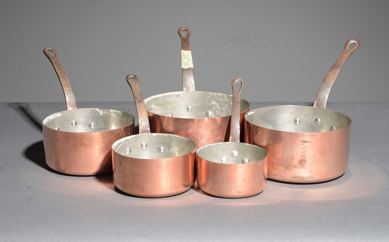 French Polished Copper Set of 5 Sauce Pans (1 of 3)