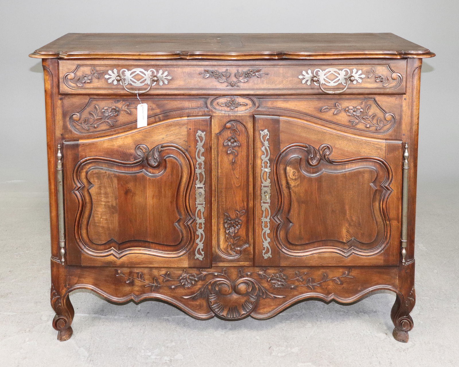 Louis XV Style Carved Walnut Buffet / Sideboard: French Louis XV Style Carved Walnut Buffet / Sideboard - 43 in tall x 55 x 22