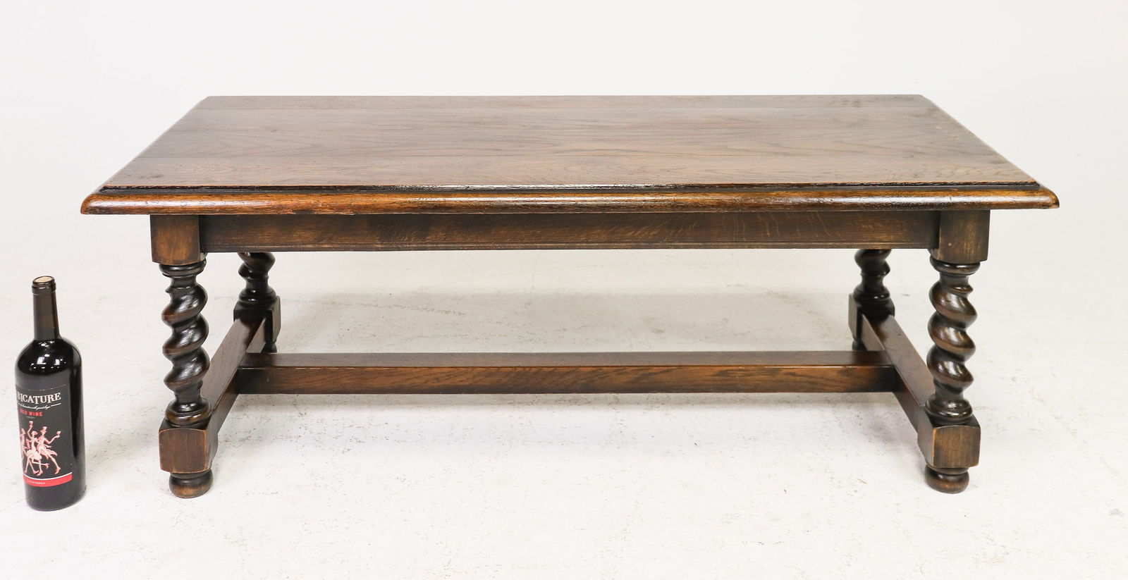 Louis XIII Style Barley Twist Oak Coffee Table: French Louis XIII Style Barley Twist Oak Coffee Table - 17 in tall x 47 x 21.5