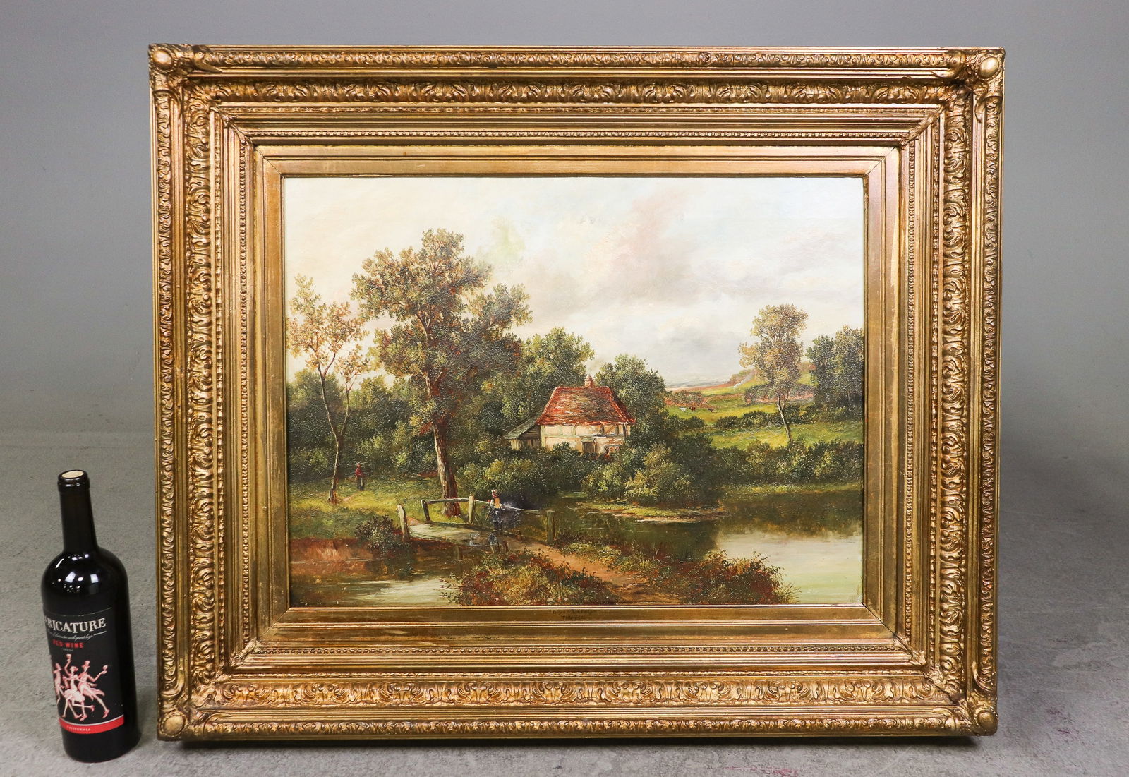 Gold Framed Oil On Canvas - Artist Signed: Gold Framed Oil On Canvas - Artist Signed - 34 in tall x 28 x 3.5