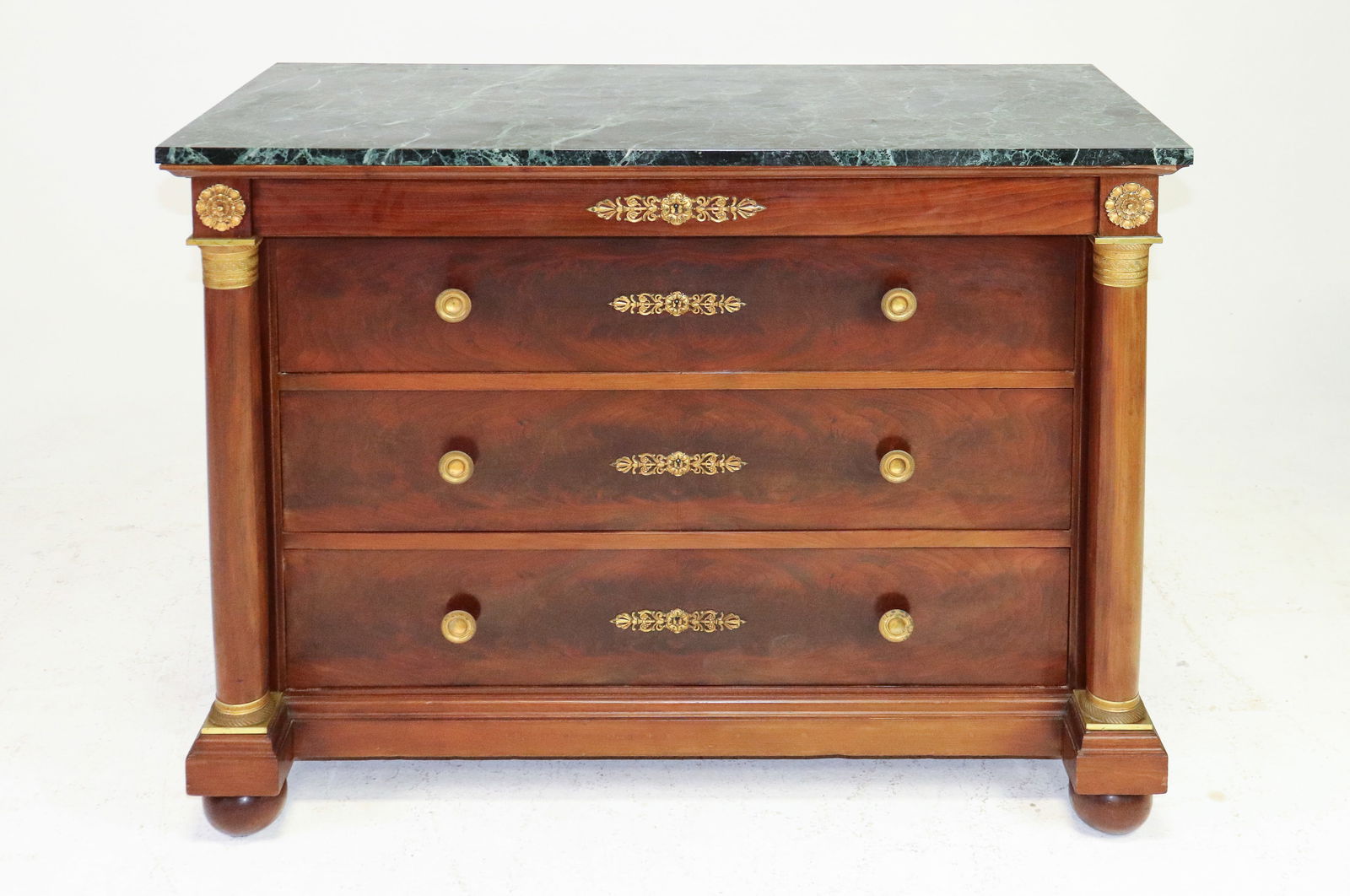 French Empire Style 4 Drawers Marble Top Chest: French Empire Style 4 Drawers Marble Top Chest - 35.5 in tall x 48 x 22