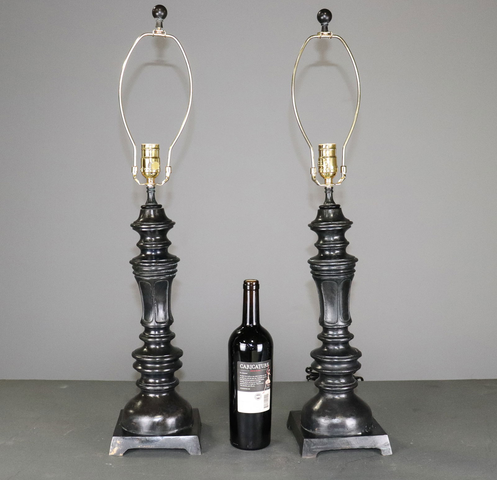 Pair Of Black Metal Table Lamps #1: Pair Of Black Metal Table Lamps - 30.5 in tall x 6.5 x 6.5