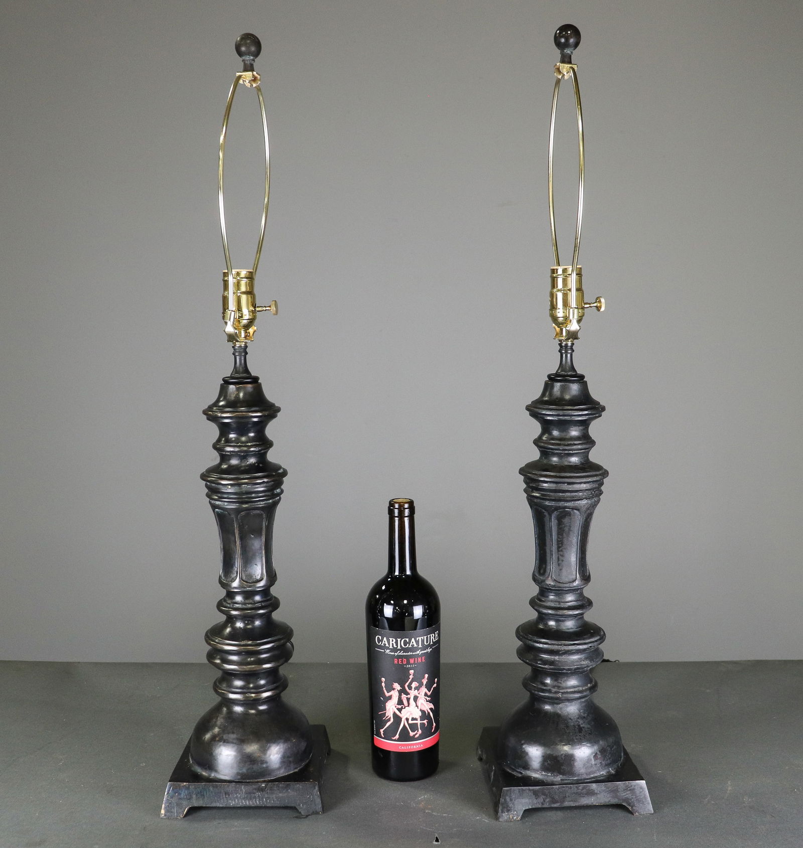 Pair Of Black Metal Table Lamps #2: Pair Of Black Metal Table Lamps - 30.5 in tall x 6.5 x 6.5
