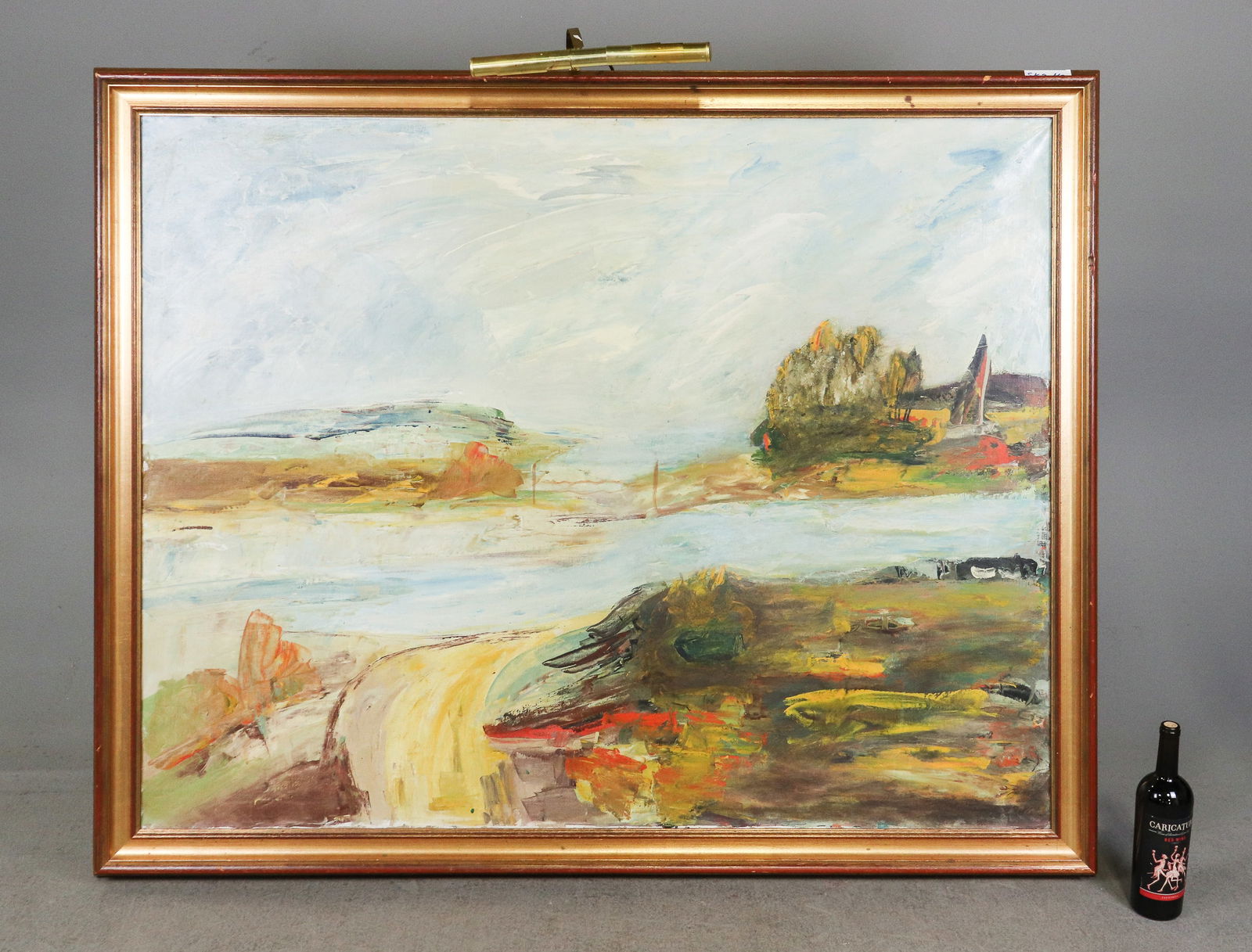 Large Gold Framed Oil On Canvas "Surface Dimensions": Large Gold Framed Oil On Canvas "Surface Dimensions" - 49.5 in tall x 61 x 2.5