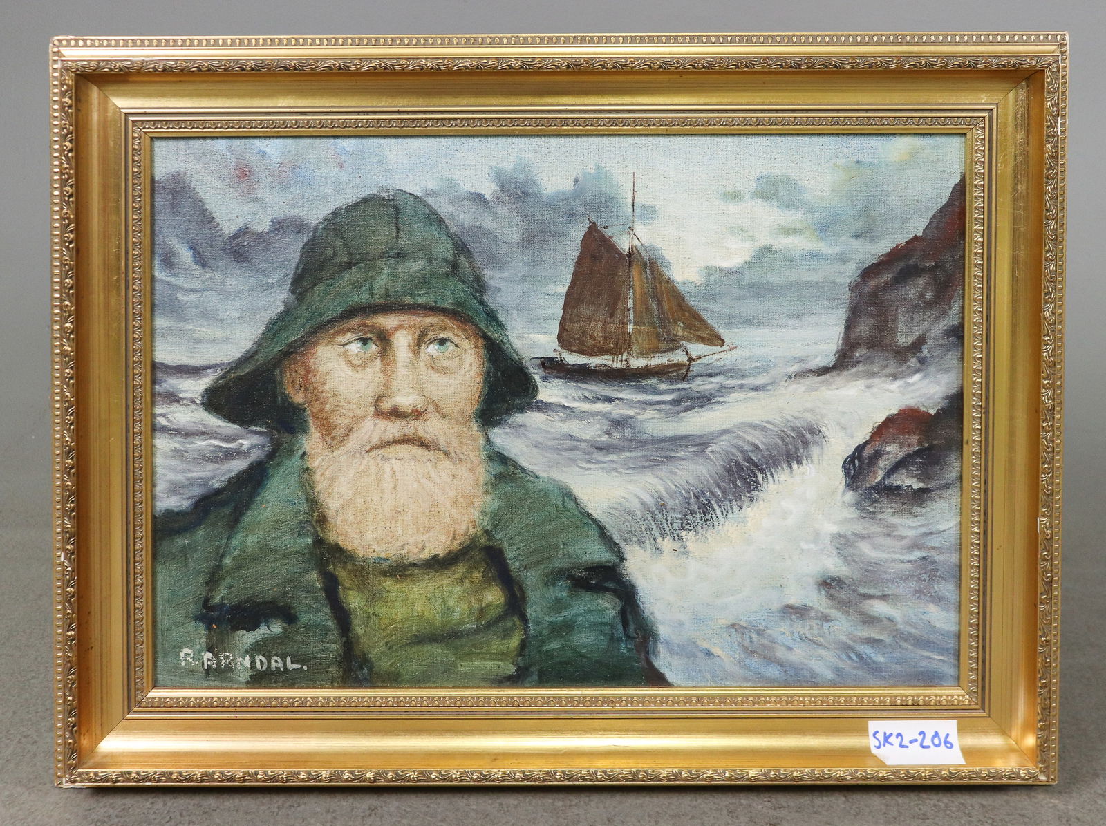 Gold Framed Oil On Canvas "The Fishermen" - Signed (1 of 4)