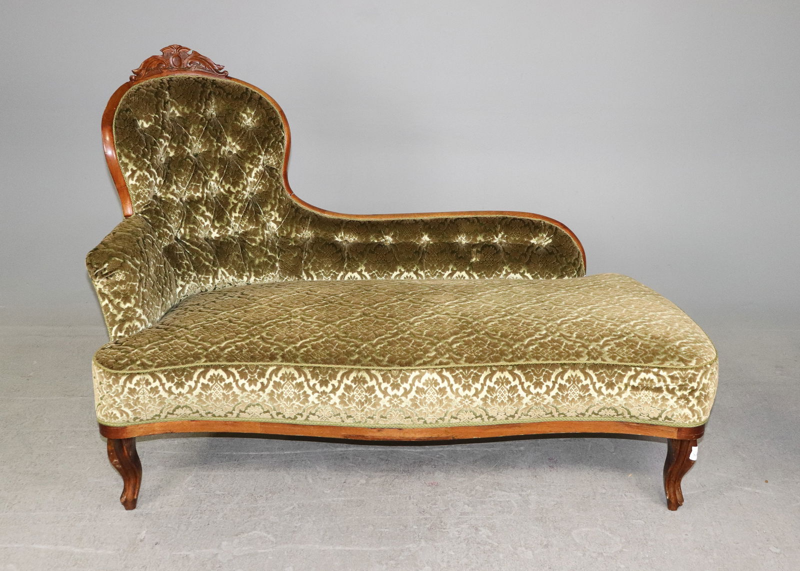 Swedish Victorian Style Upholstered Chaise Lounge: Swedish Victorian Style Upholstered Chaise Lounge - 42 in tall x 62 x 29, seat heigh is 17 in
