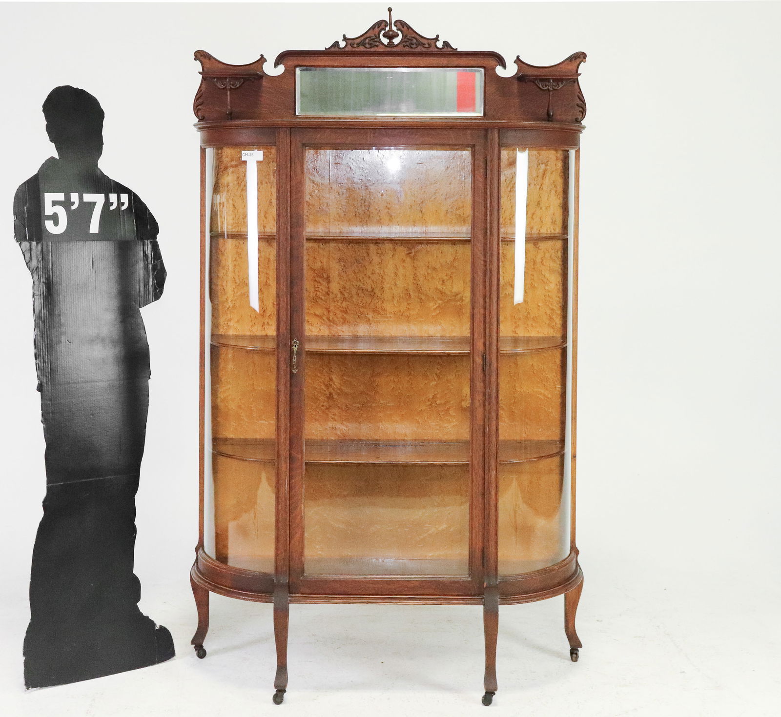 American Oak Display Cabinet / Showcase: American Oak Display Cabinet / Showcase By Skandia Furniture Company, Rockford, Illinois - 76 in tall x 45 x 15