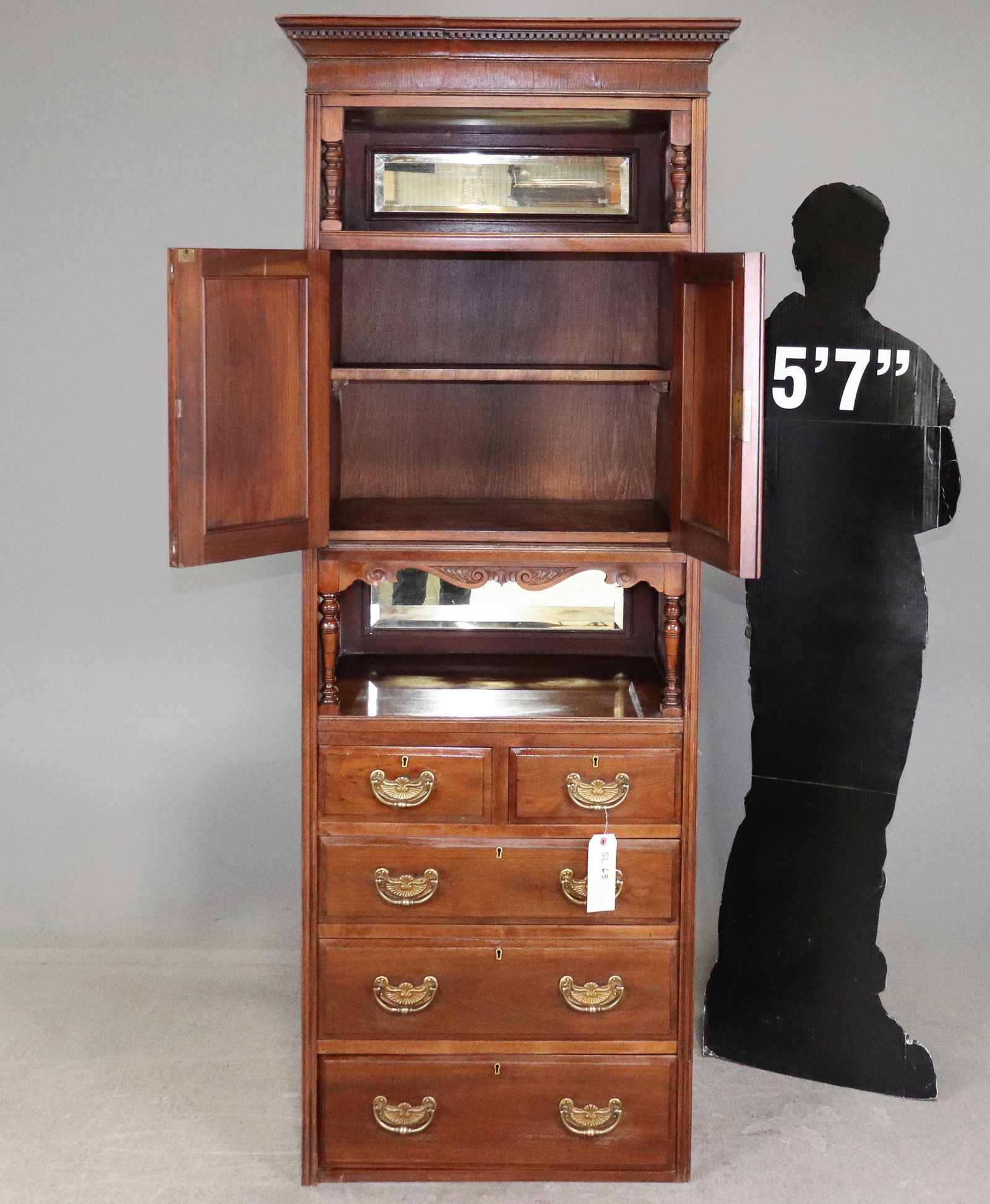 Edwardian Style Carved Cabinet With Drawers - 2