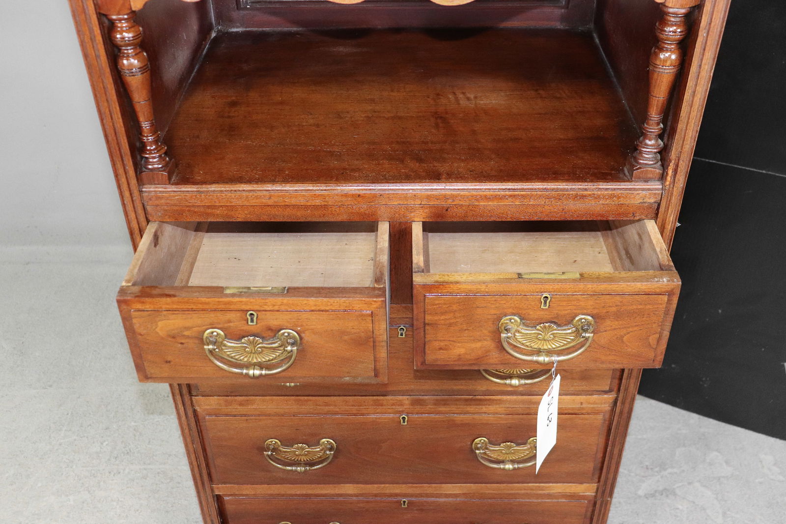 Edwardian Style Carved Cabinet With Drawers - 3