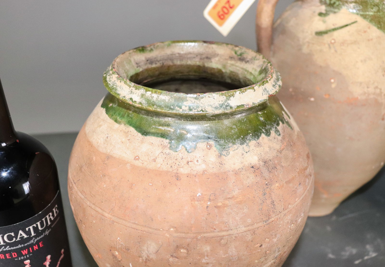 Three Green Glazed Olive Jars - 4
