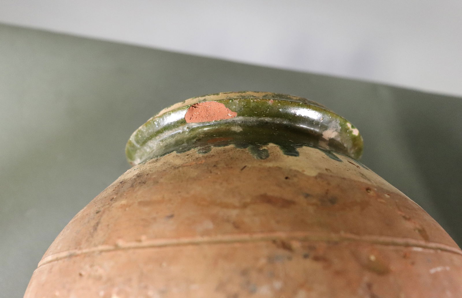 Three Green Glazed Olive Jars - 8