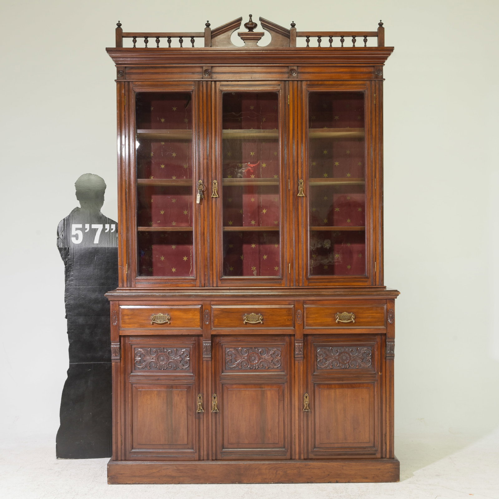 English Mahogany Bookcase / Cupboard c.1890's: English Mahogany Bookcase / Cupboard c.1890's-1920's - 99 in tall x 60 x 20 - This is 8.25 feet tall
