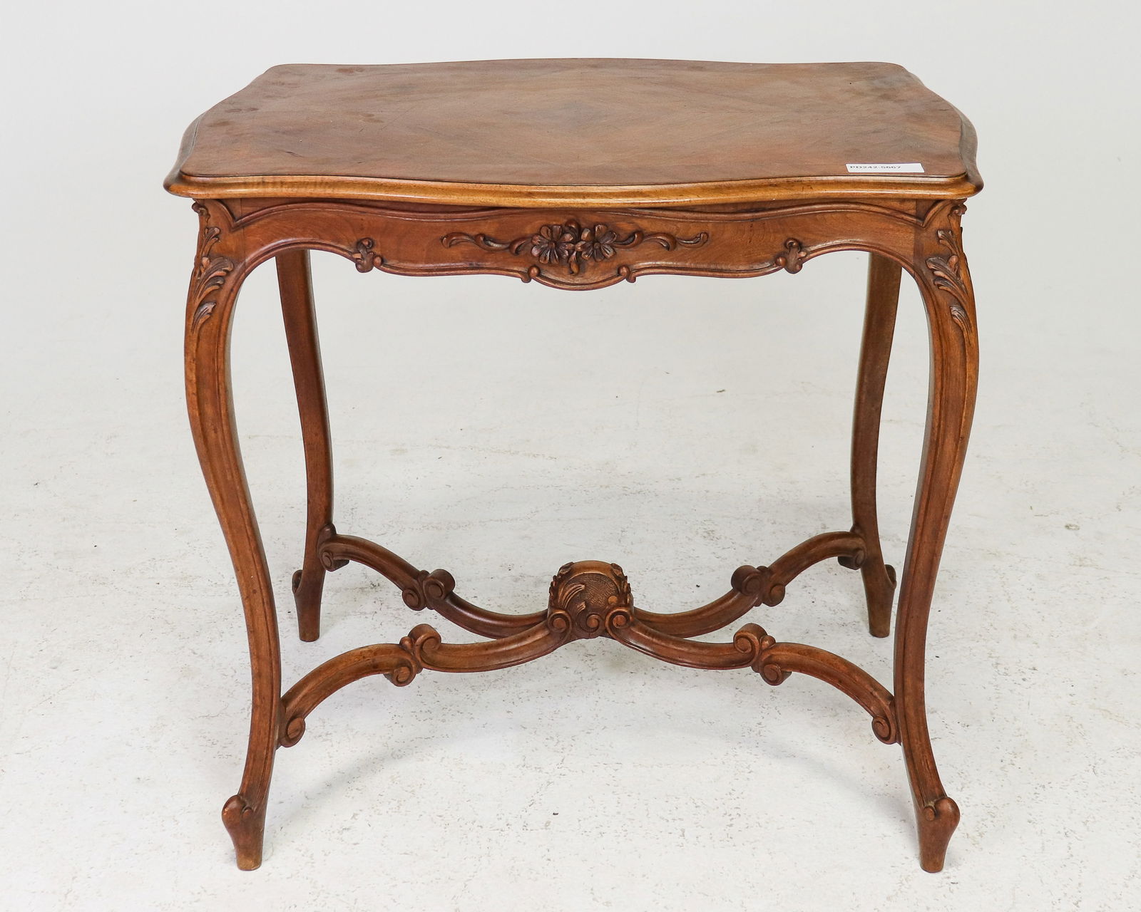 Louis XV Style Walnut Side Table: French Louis XV Style Walnut Side Table - 29 in tall x 31 x 22, floor to apron is 24.5 in tall