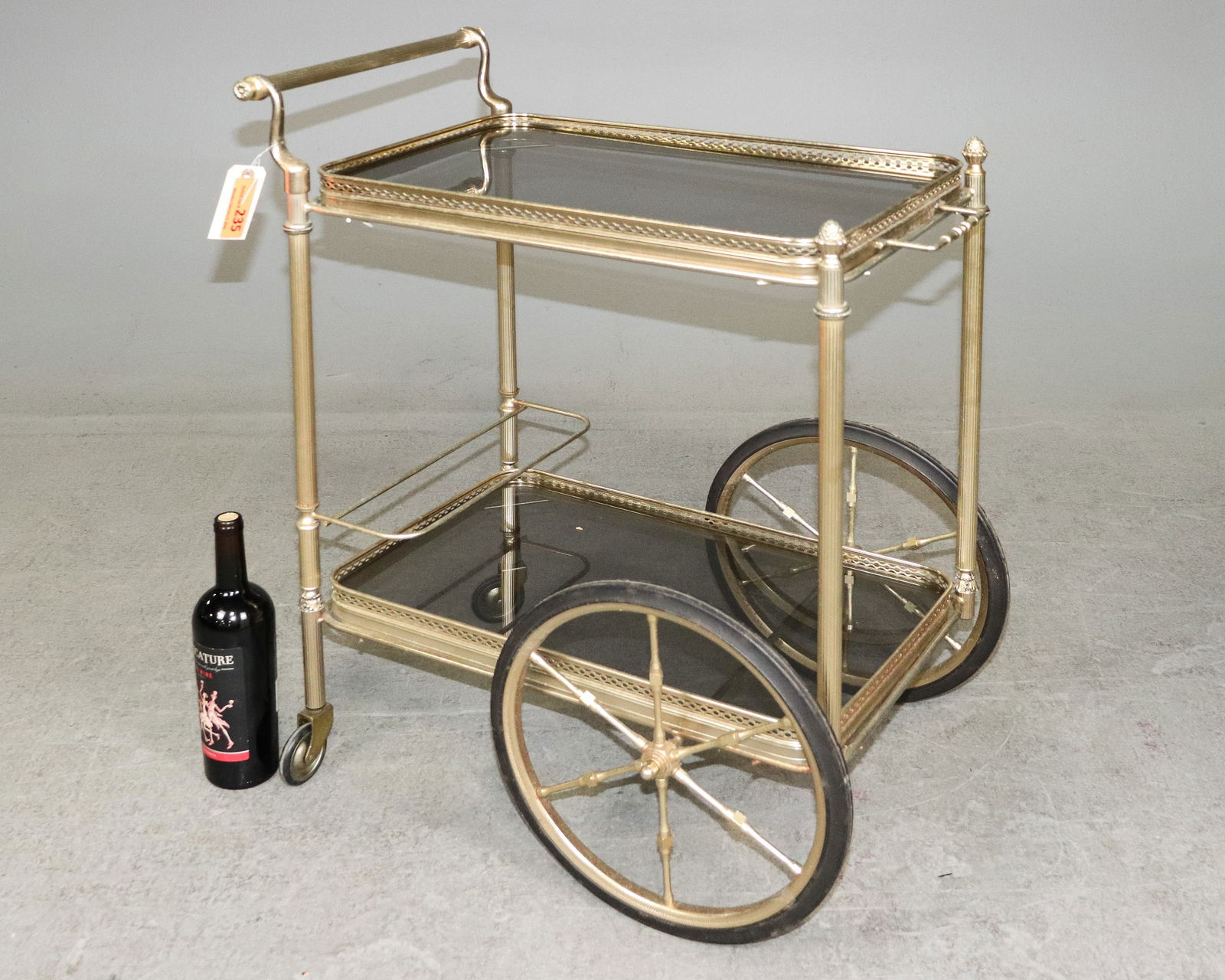 French Brass & Glass 2 Tier Trolley / Bar Cart (1 of 4)