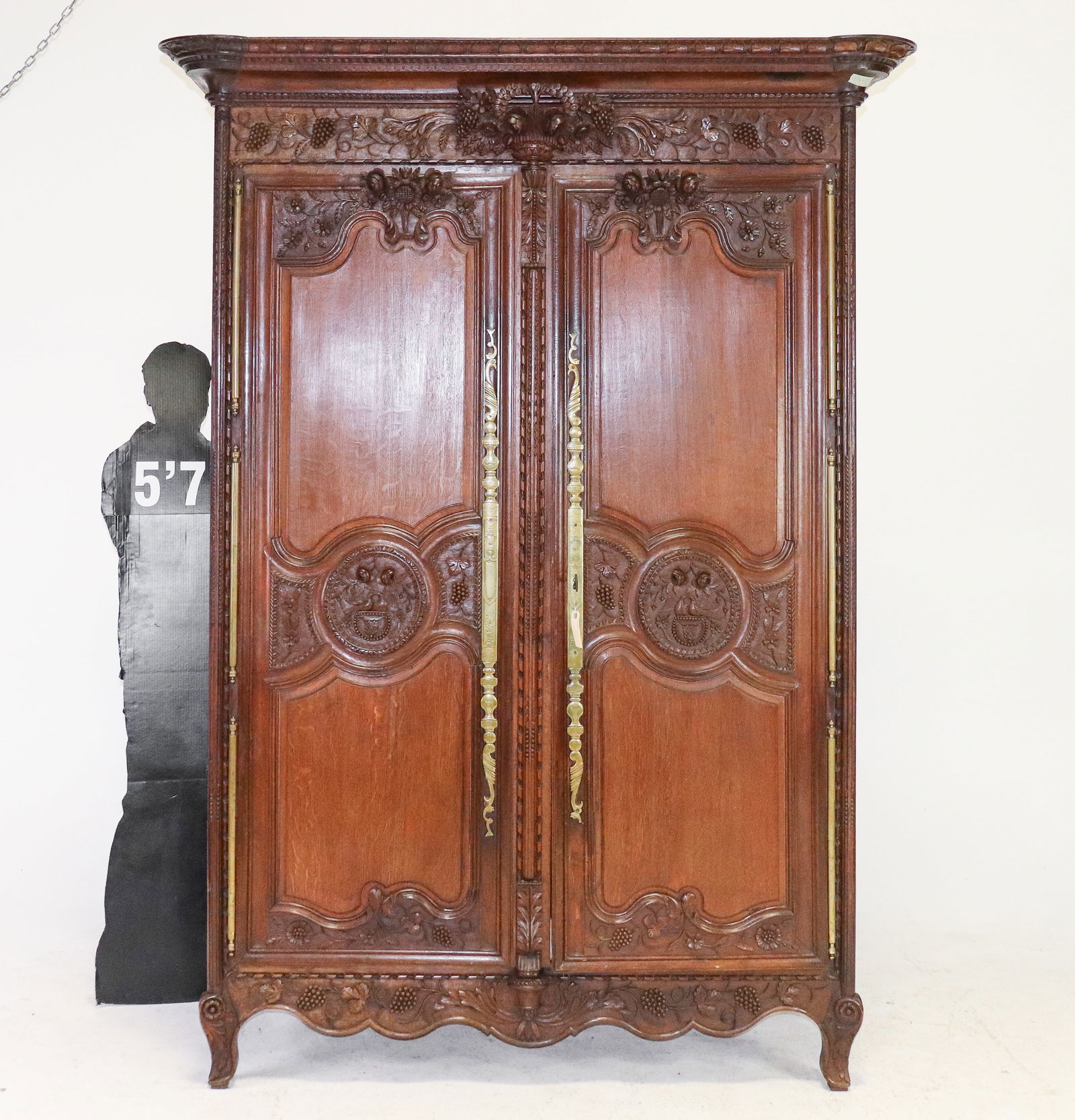 Louis XV Style Carved Oak Double Door Armoire (1 of 12)