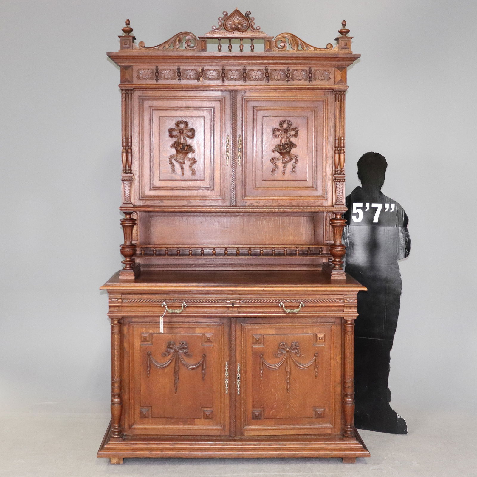 Renaissance Style Walnut Carved Double Buffet (1 of 8)
