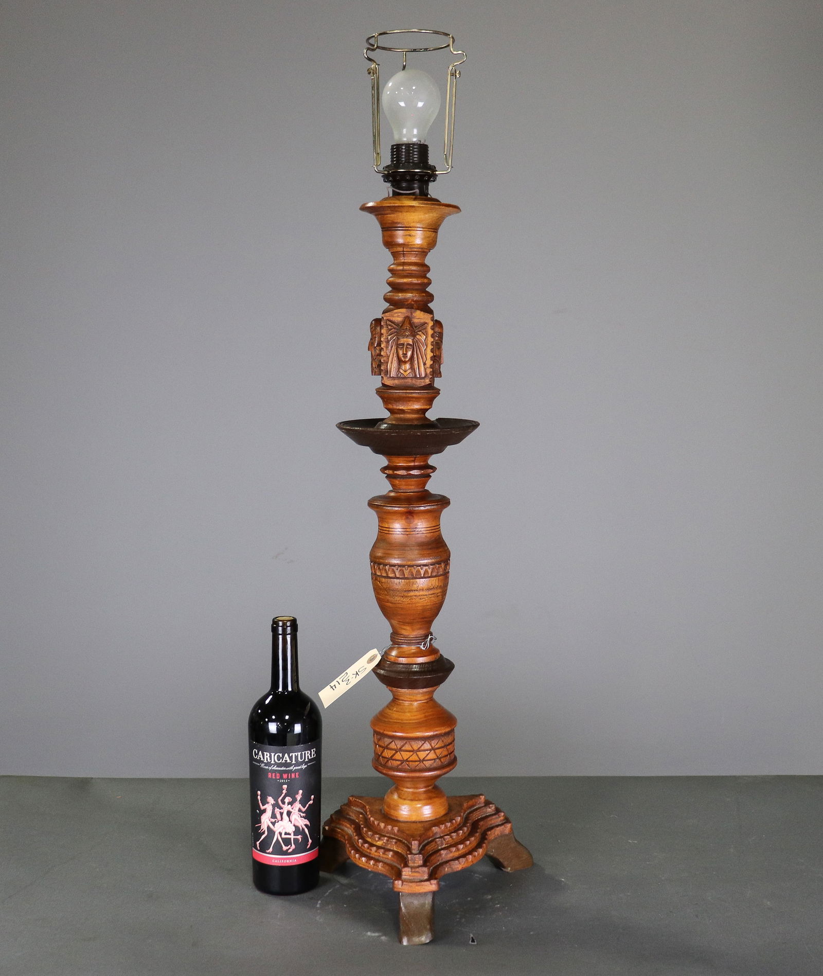 Swedish Hand Carved Table Lamp (1 of 3)