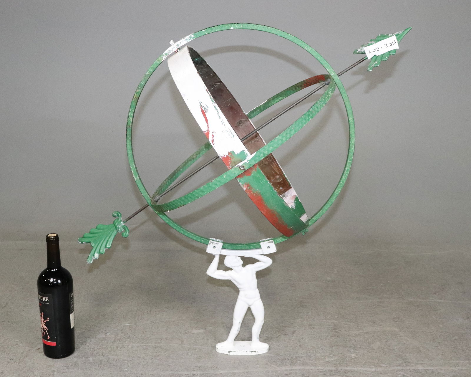 Swedish Painted Sundial: Swedish Painted Sundial - 31 in tall x 29 x 19