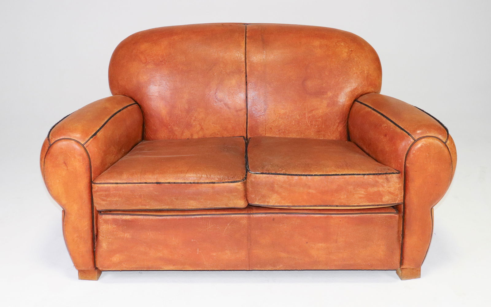 Tan Leather Two Seater Sofa / Loveseat (1 of 11)