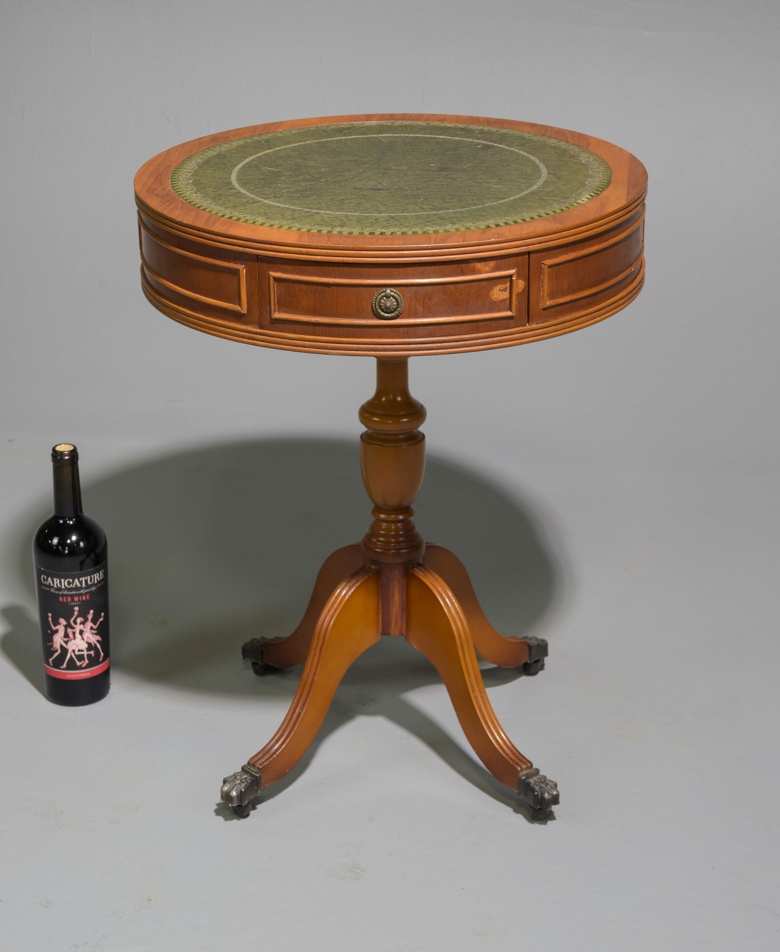 French Empire Style Green Leather Top Side Table (1 of 3)