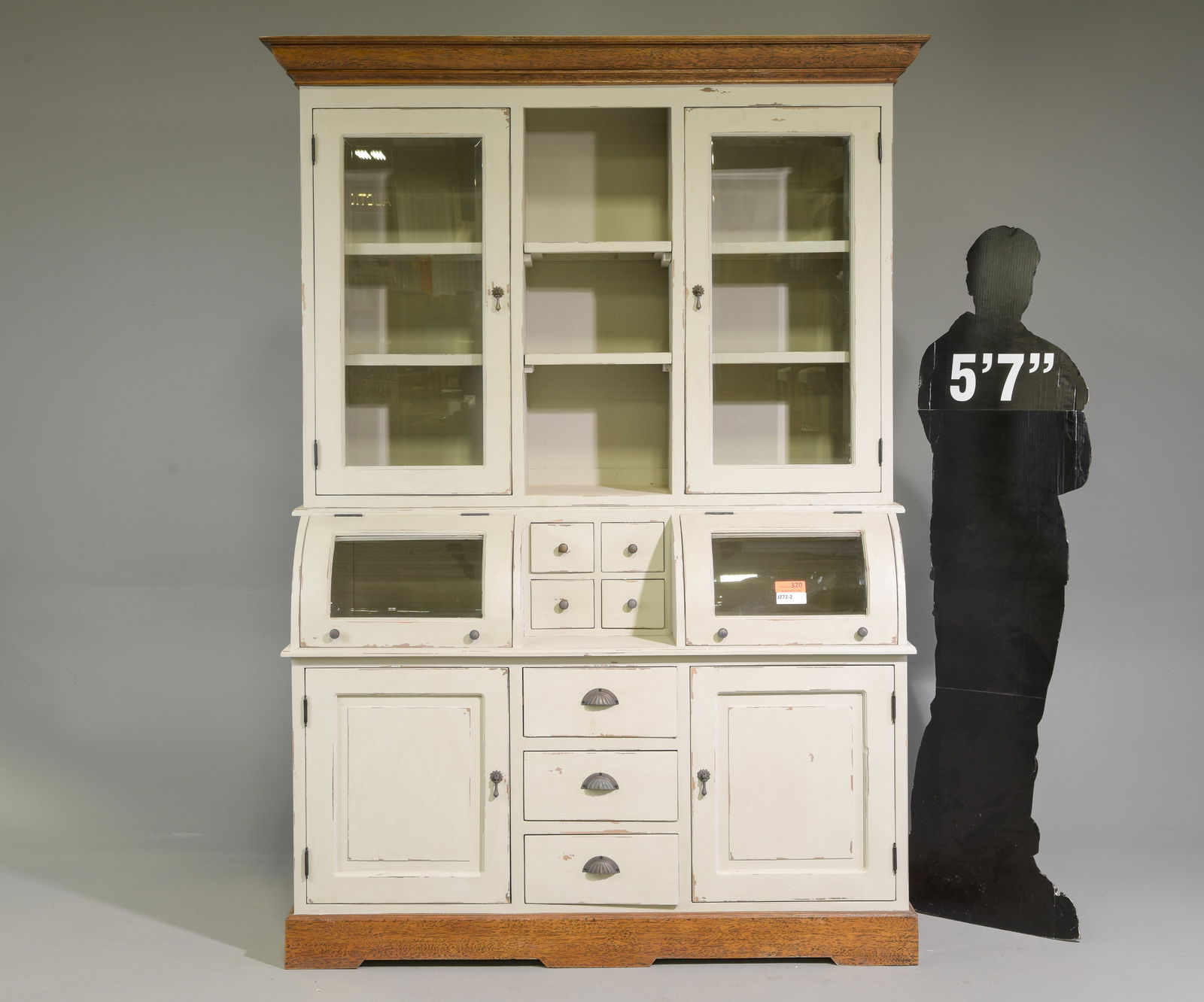 Painted Cupboard / Hutch with Curved Glass (1 of 7)