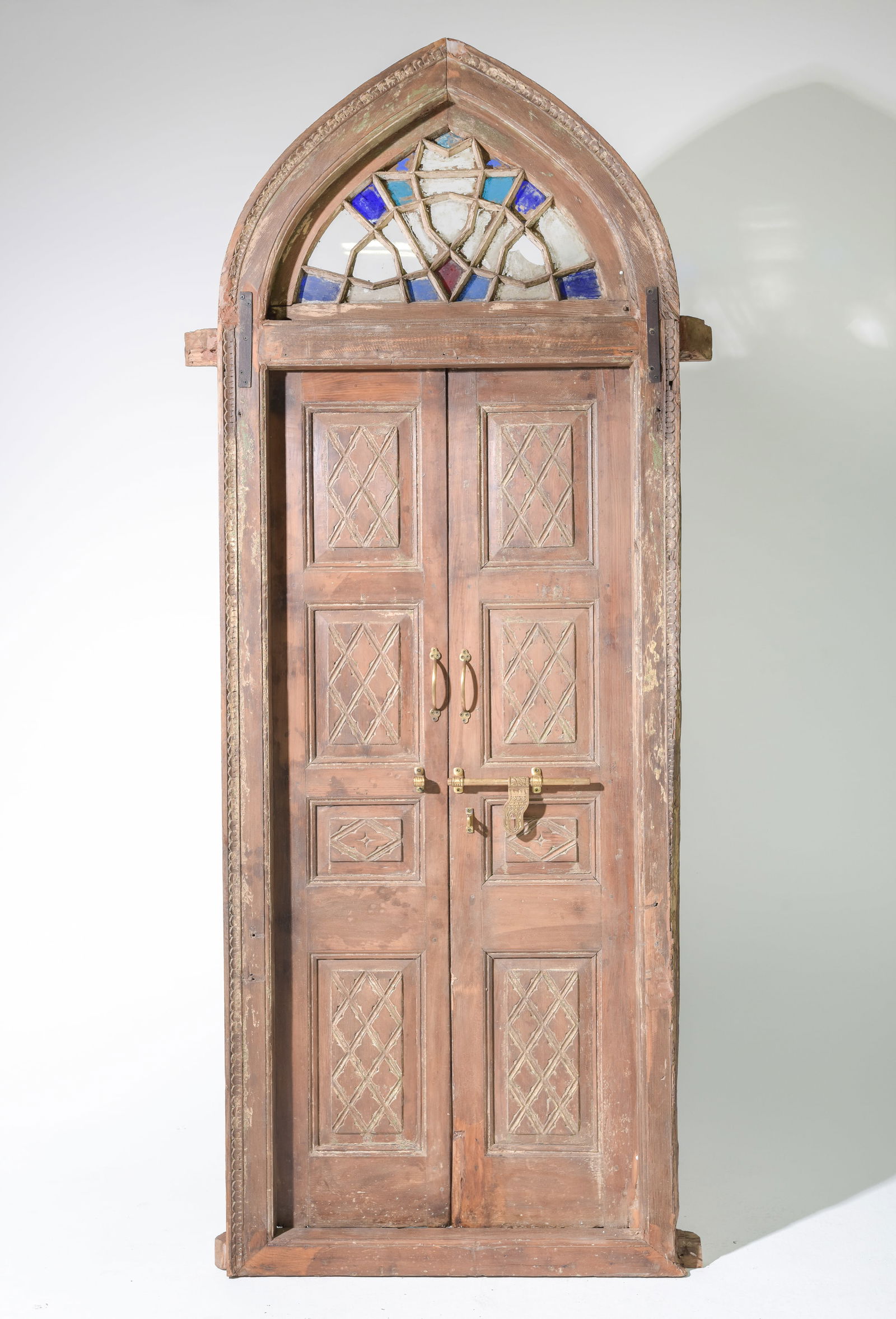 Large Wood Door with Stained Glass (1 of 4)