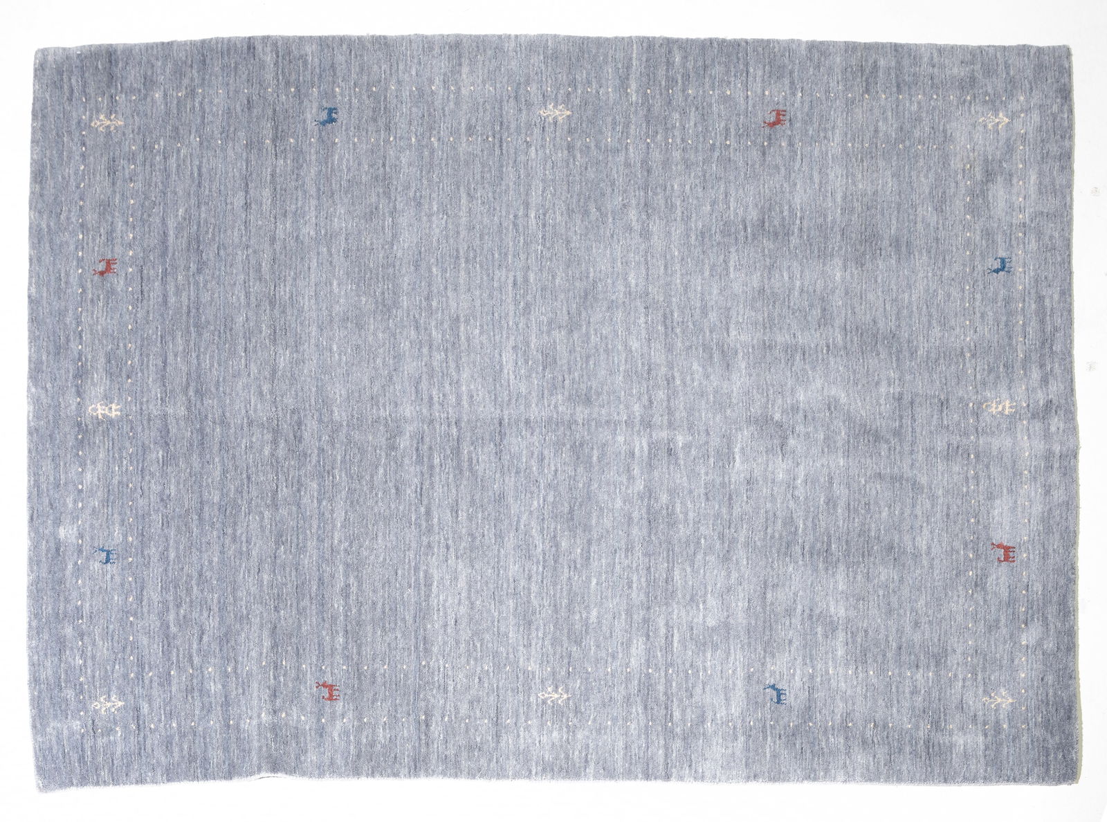 Gabbeh Grey Blue Rug #1 - 8'9 x 6'1: Gabbeh Grey Blue Rug - 8'9 x 6'1