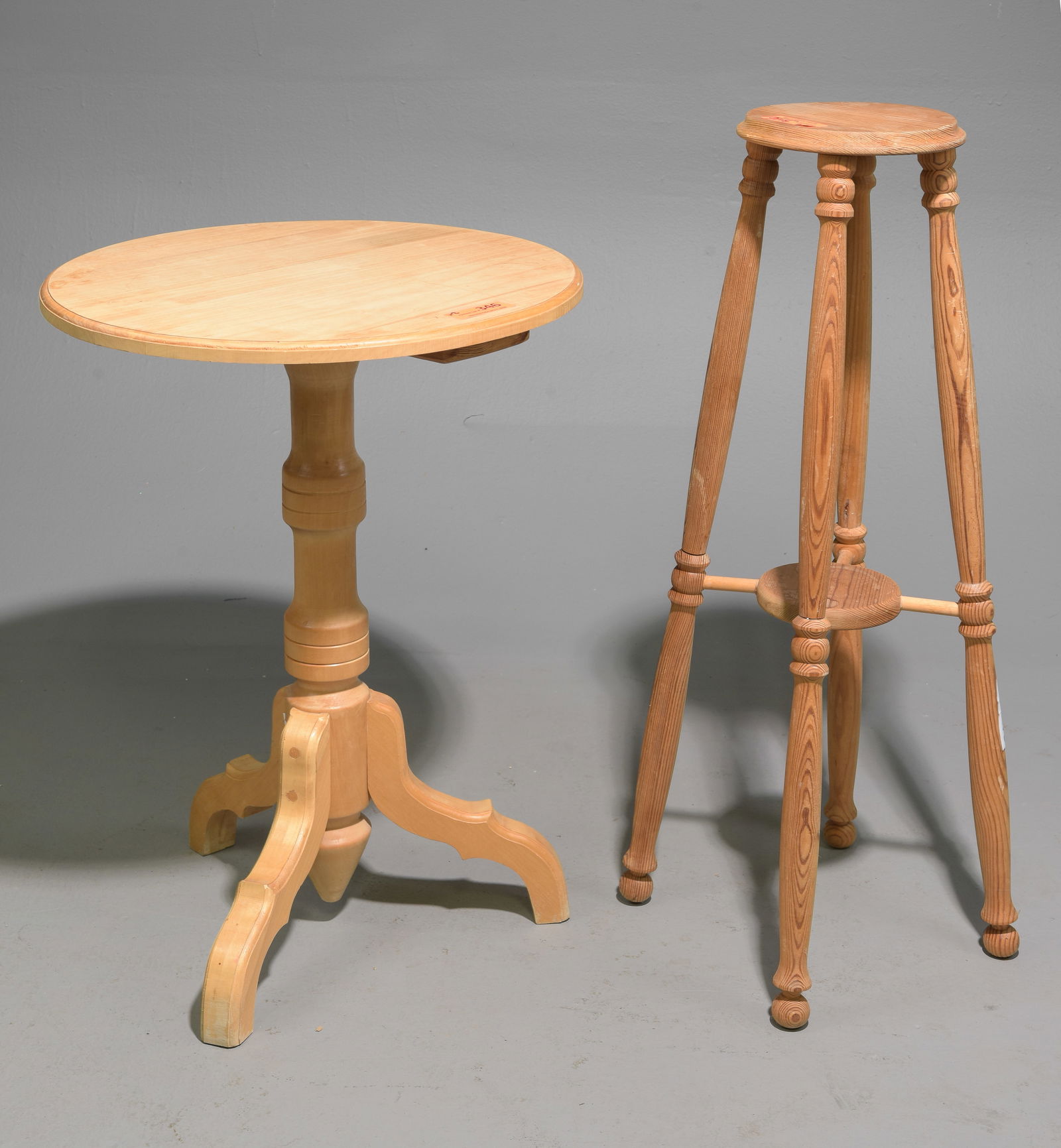 2pc - Swedish Pine Side Table & Pedestal (1 of 3)