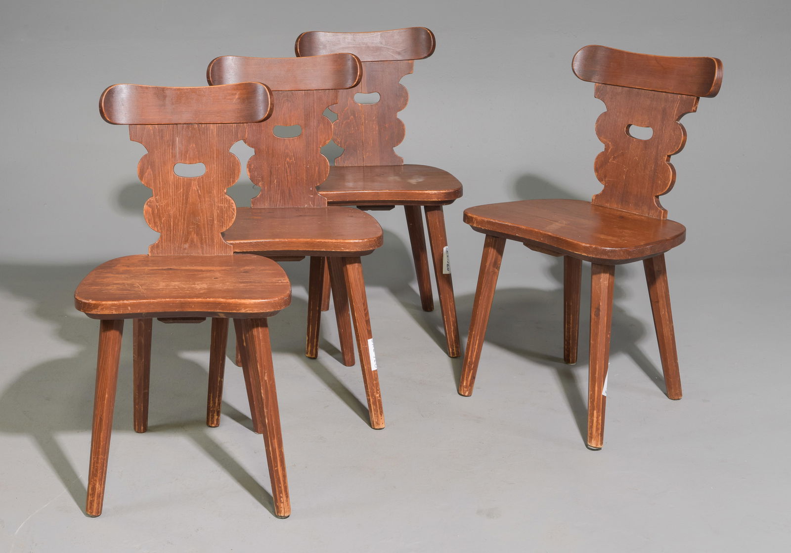 Swedish Stained Pine Set of 4 Dining Chairs (1 of 4)