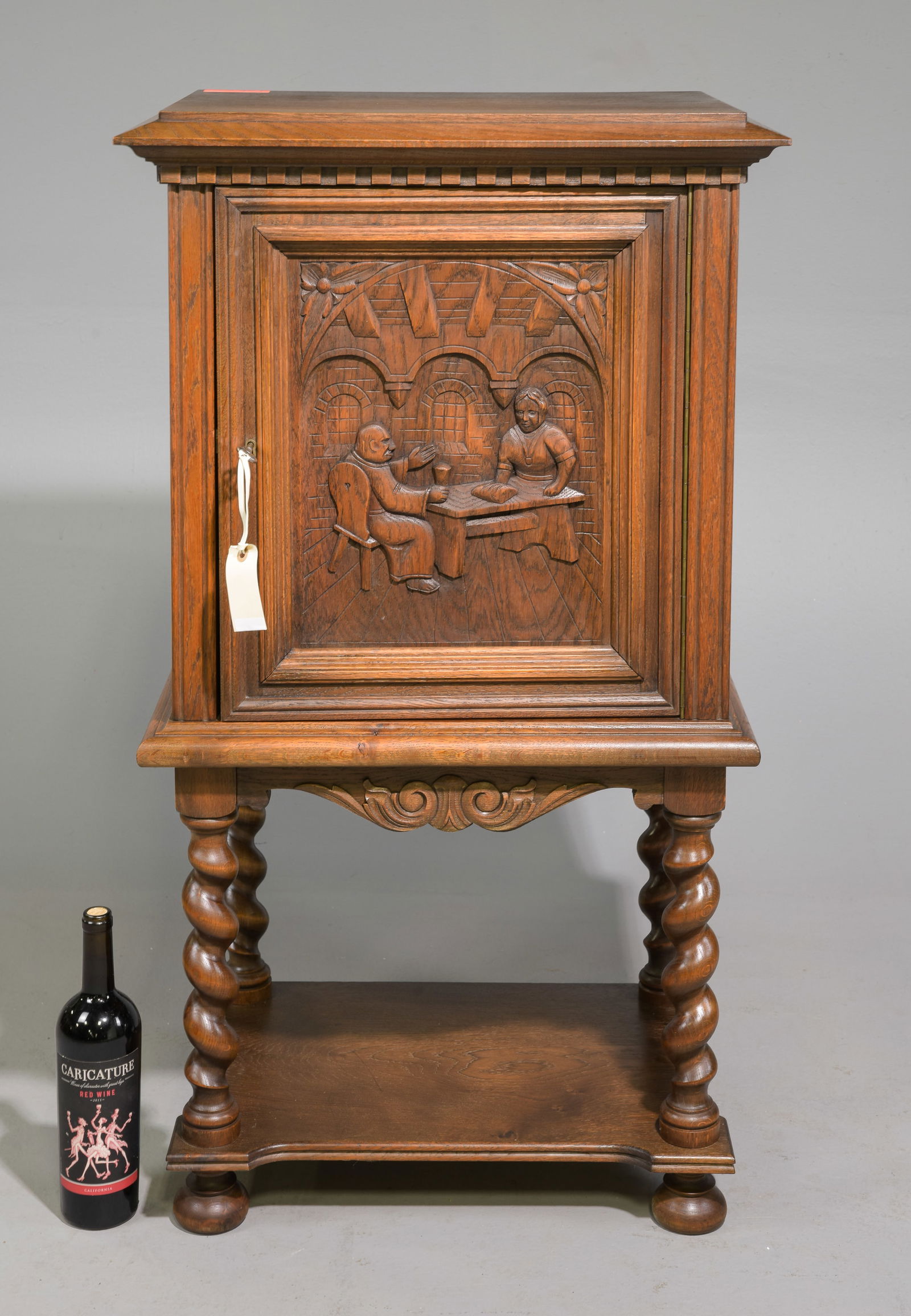 Danish Carved Oak Barley Twist Cabinet (1 of 3)