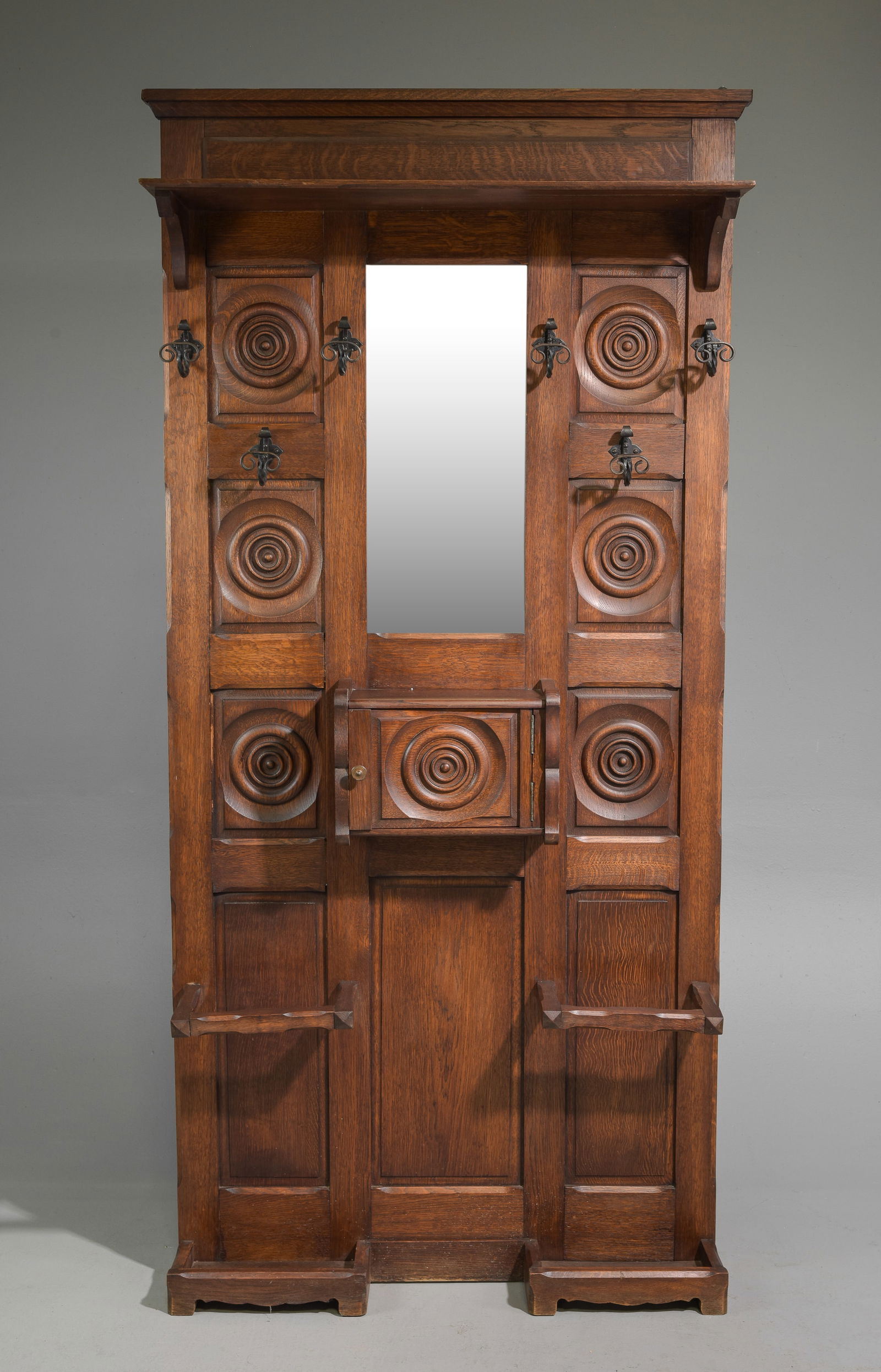French Basque Style Mirror Back Hall Stand (1 of 6)