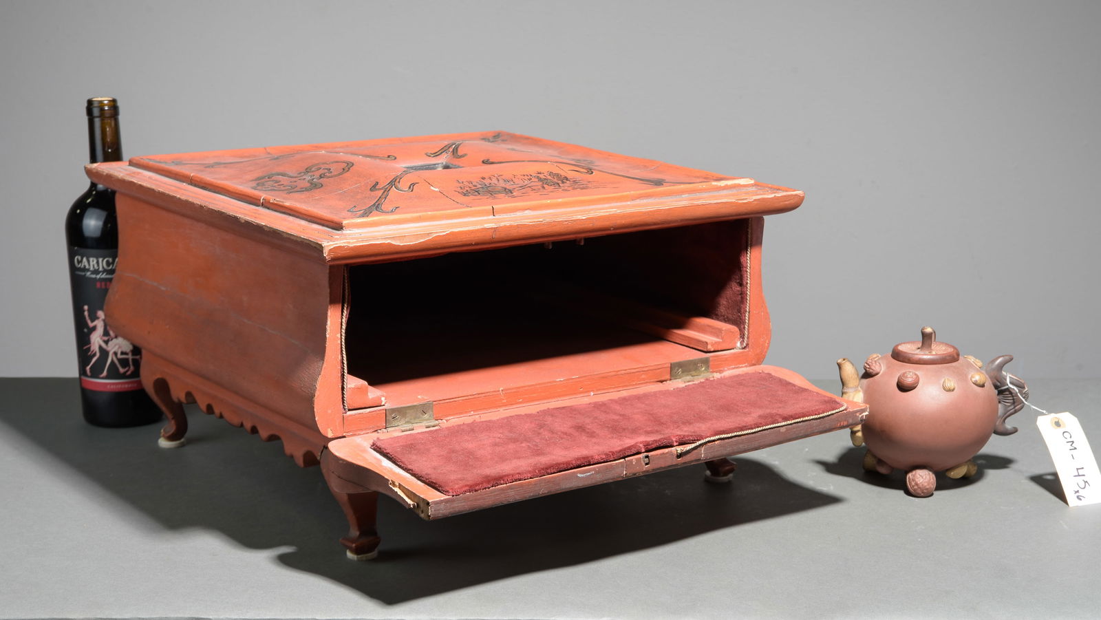 Chinoiserie Storage Box & Small Sake Pot: Chinoiserie Storage Box & Small Sake Pot - Box is 10 in tall x 17 x 17