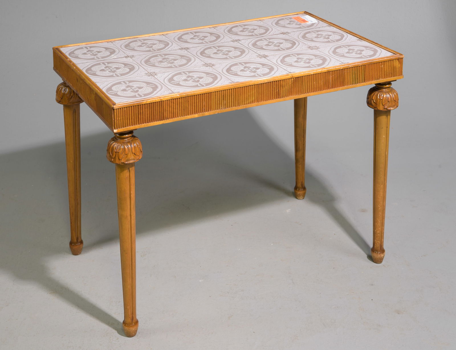 Swedish Gustavian Style Tile Top Coffee Table: Swedish Gustavian Style Tile Top Coffee Table - 22 in tall x 30.5 x 19