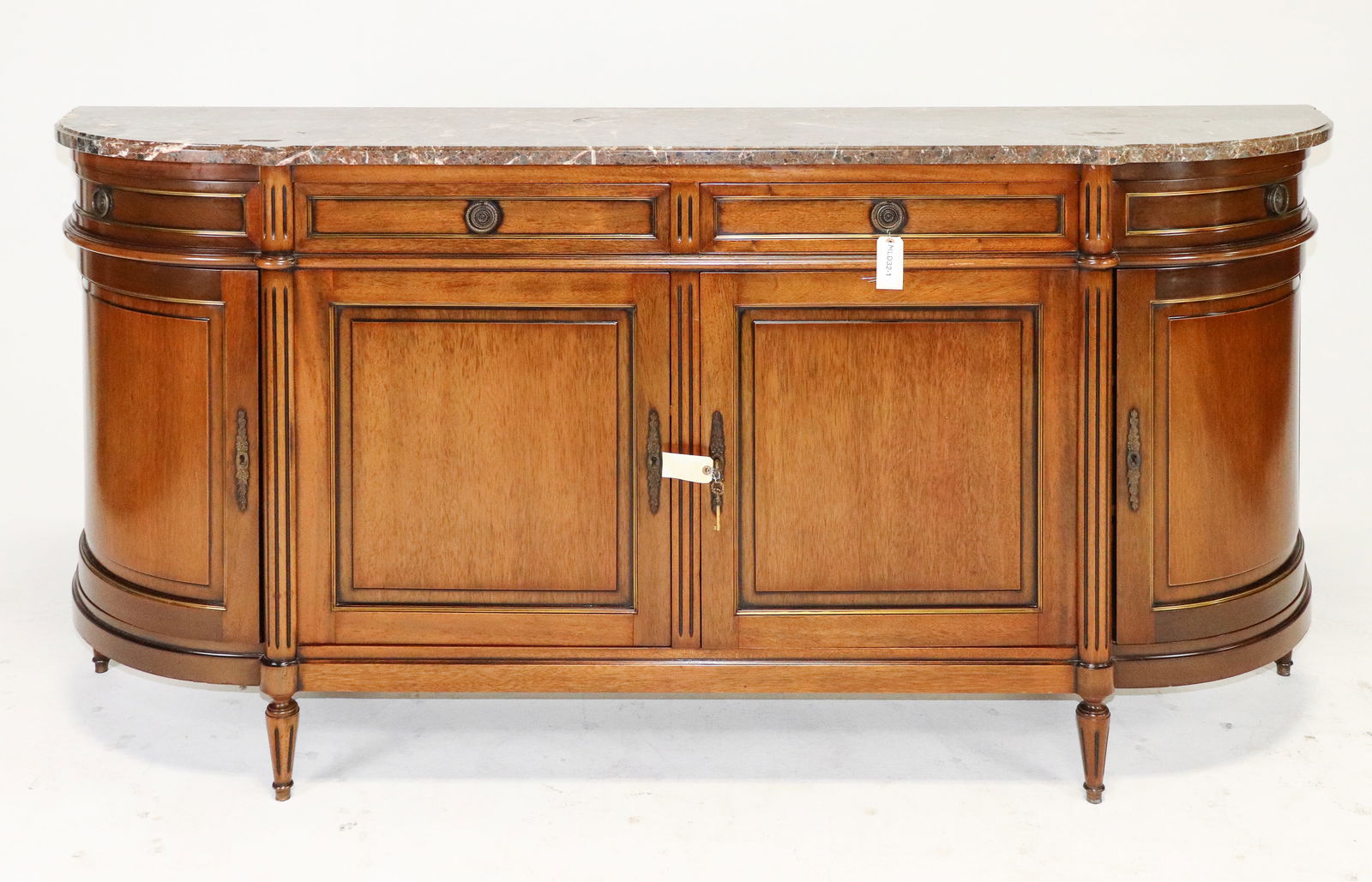 Louis XVI Style Curved Marble Top Sideboard (1 of 8)