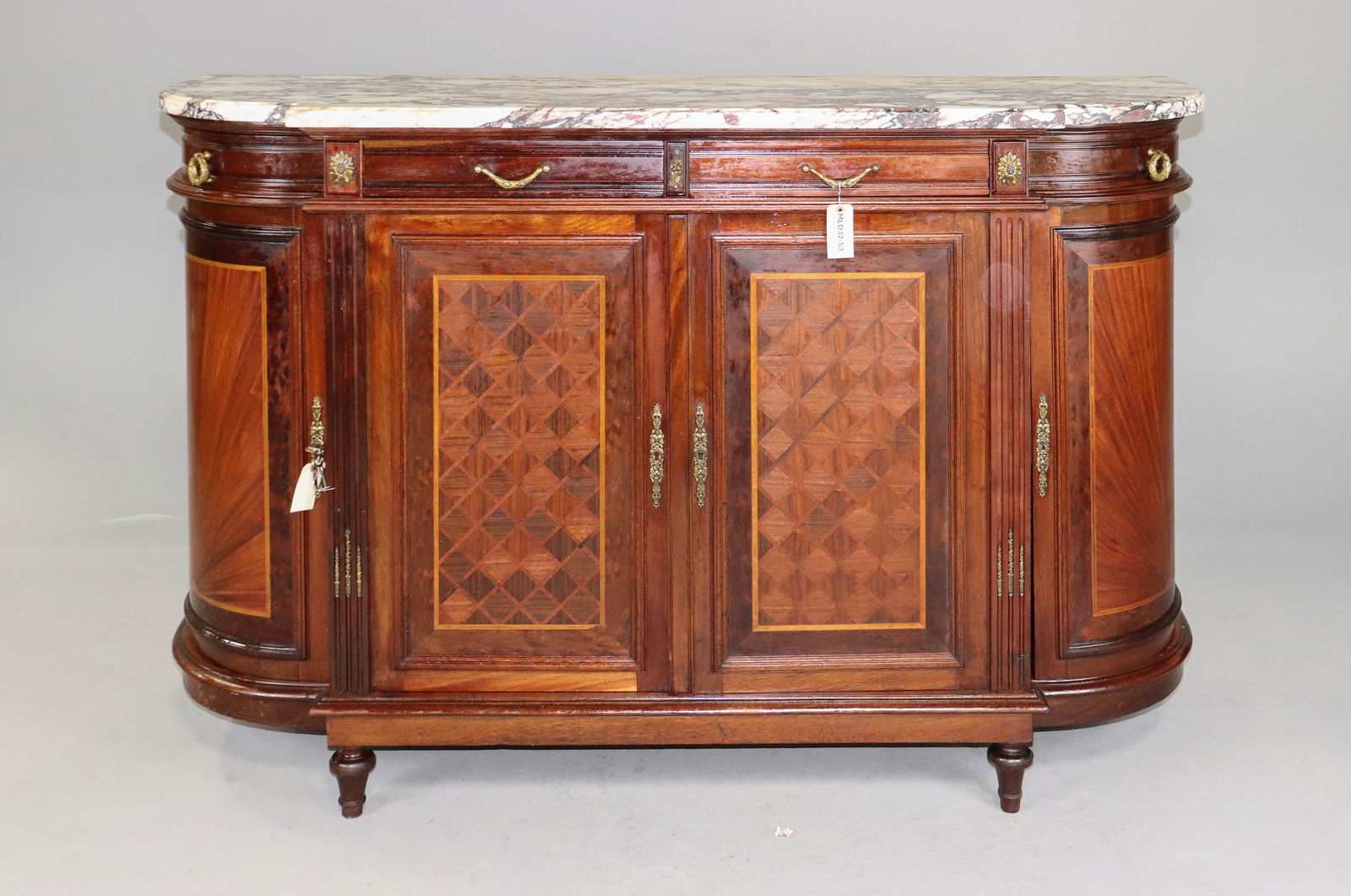 Small Louis XVI Style Curved Marble Top Sideboard (1 of 12)