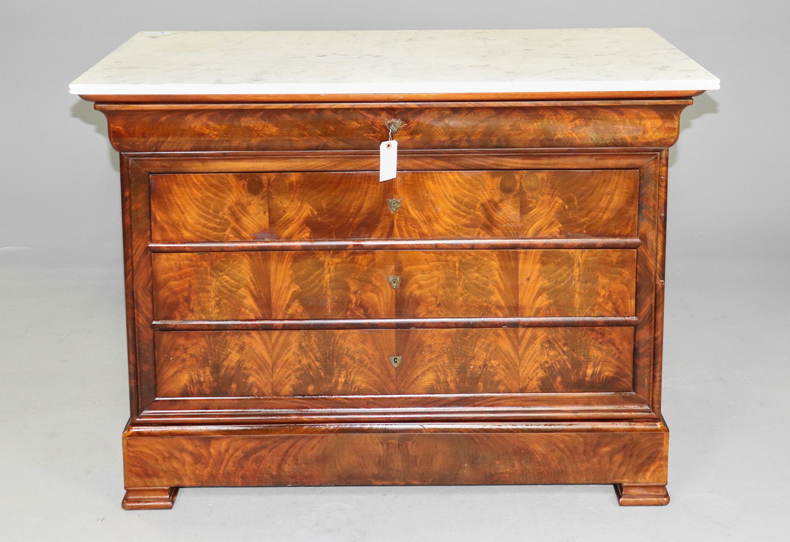 Louis Philippe Style White Marble Top 4 Drawers Chest (1 of 6)