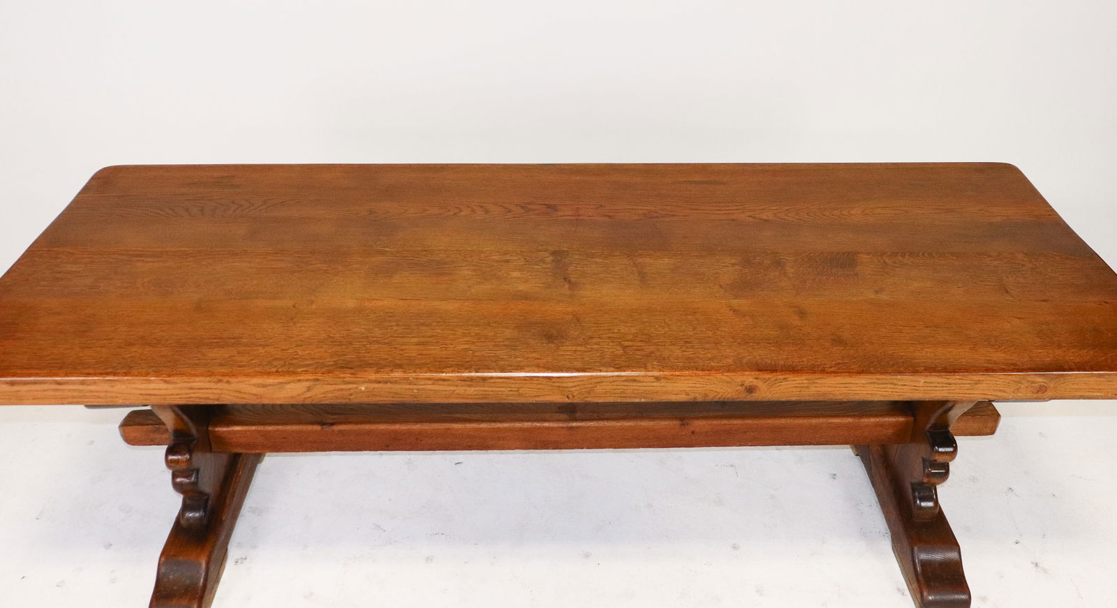 French Solid Oak Trestle Base Monastery Table - 2