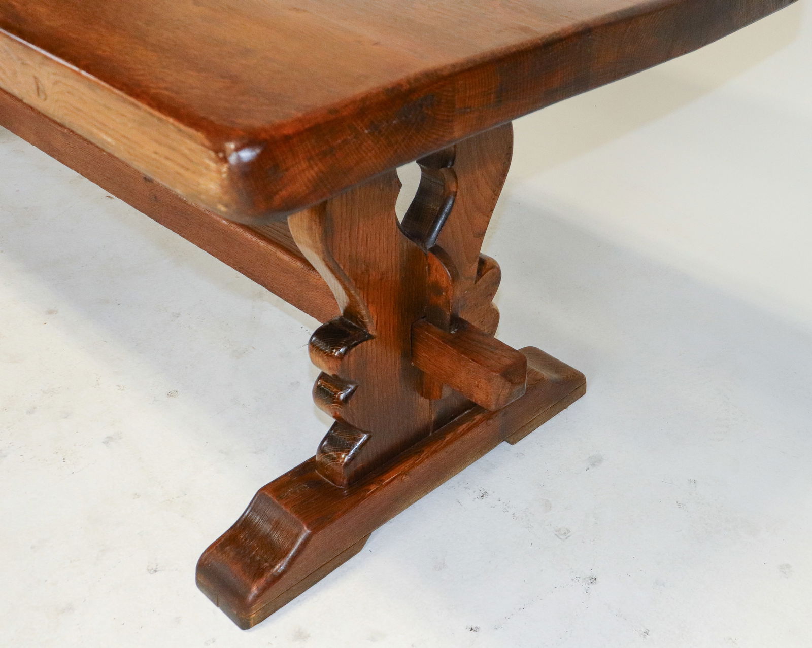 French Solid Oak Trestle Base Monastery Table - 3