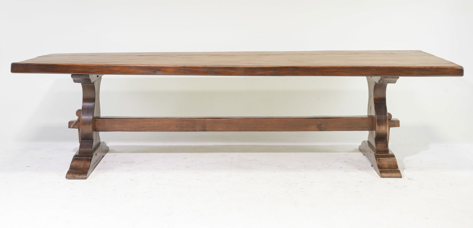 French Heavy Solid Oak Trestle Base Monastery Table (1 of 5)